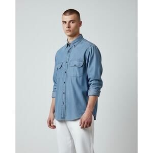 Stefano Ricci Chambray Button Down Shirt size 37/14.5